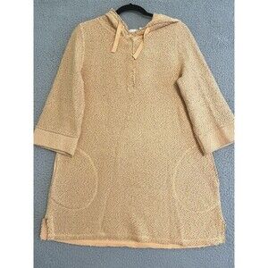 Soft Surroundings Womens M Orange Cozumel Pullover Hoodie Short Sleeve Pockets